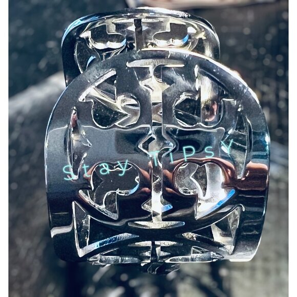 Tory Burch Silver Miller Logo Bangle Bracelet - Picture 8 of 9